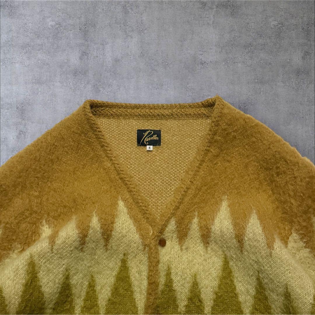 Needles ニードルス モヘア混 カーディガンVネック ジグザグデザイン