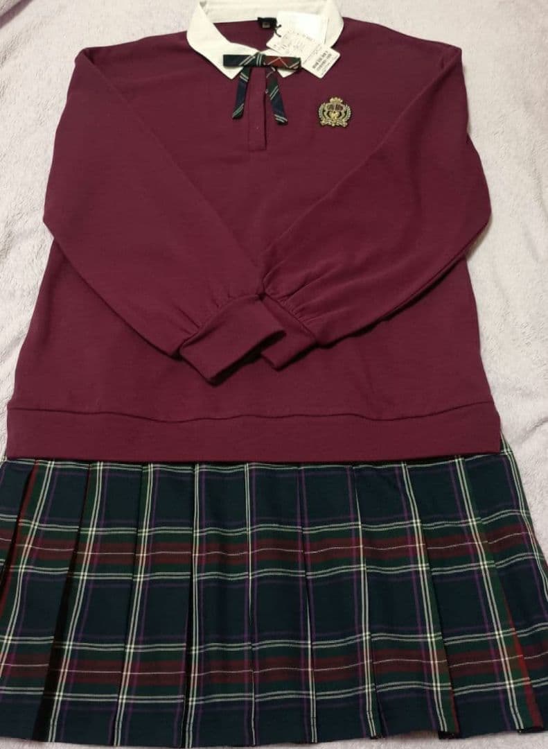 【新品未使用】アナスイミニ　チェックレイヤード風ワンピース【160】