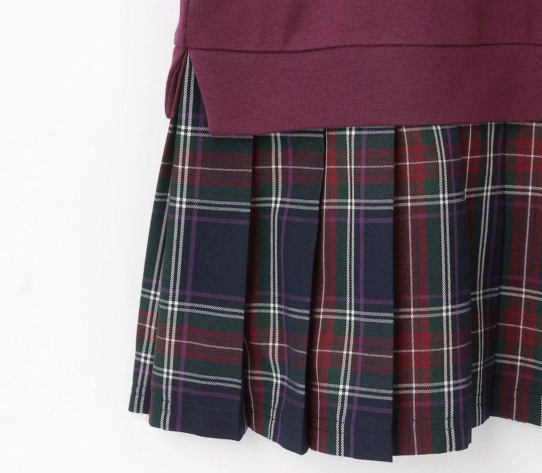 【新品未使用】アナスイミニ　チェックレイヤード風ワンピース【160】