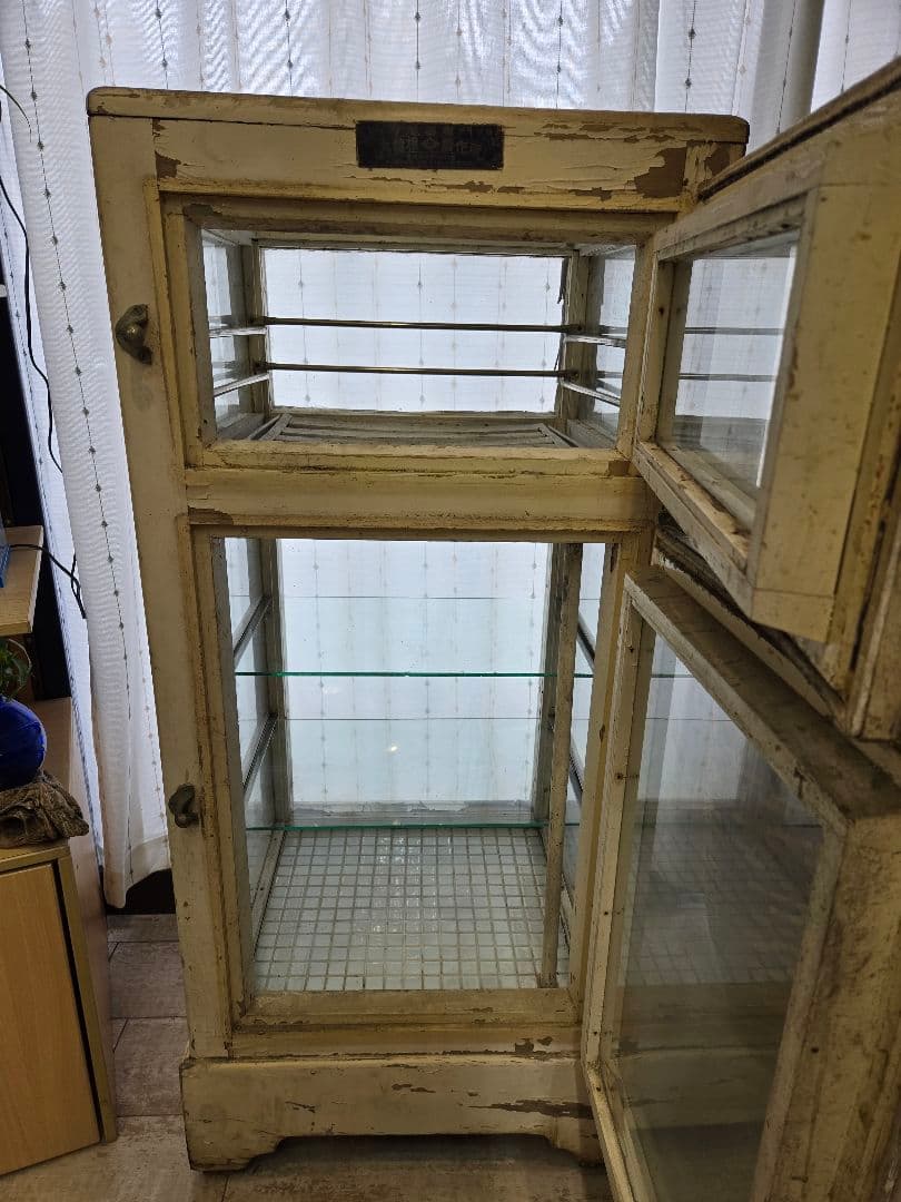 二段式ガラスケース 木製 ホワイト