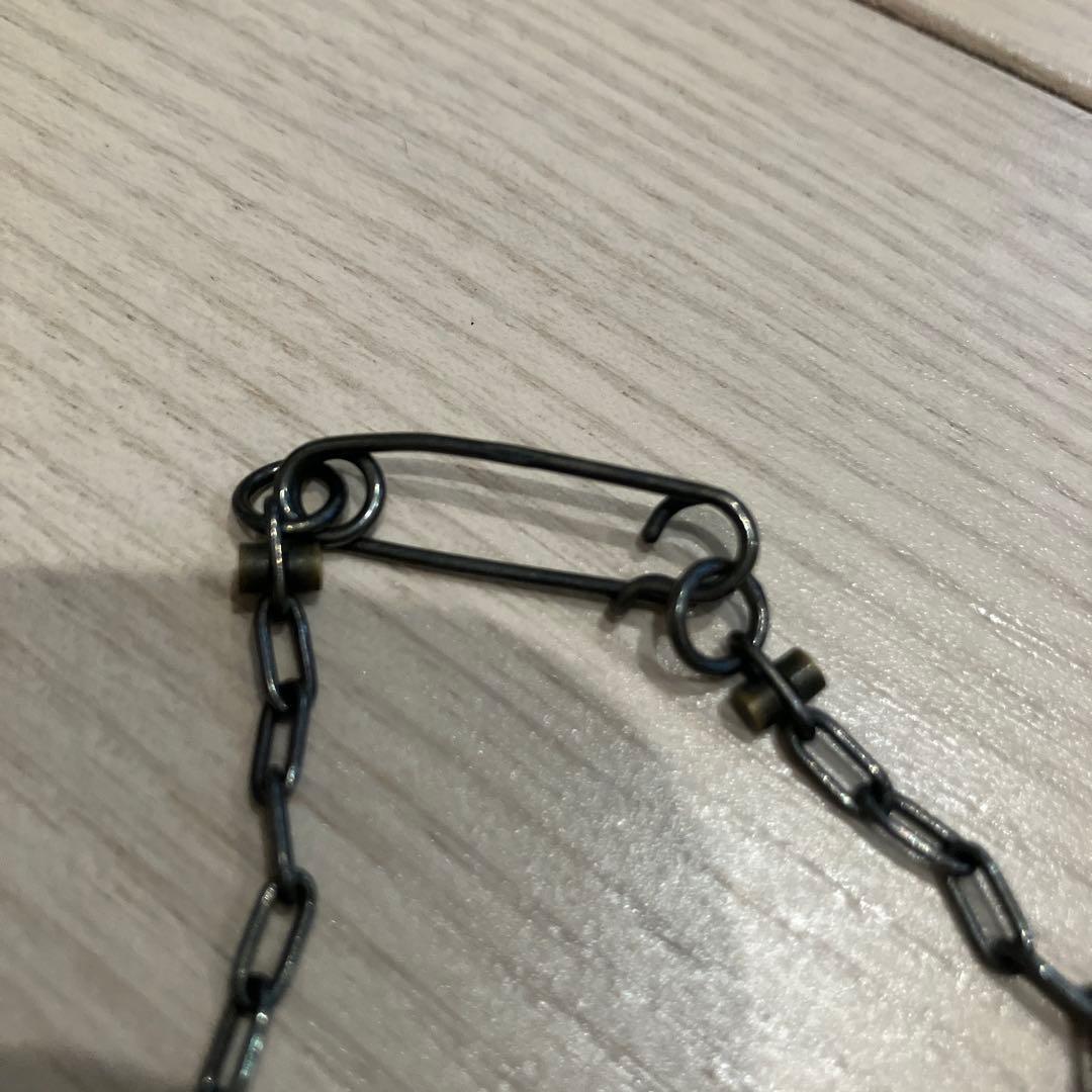 ジャムホームメイド　安全ピンネックレス　ブラック　スカルジャムくん付き