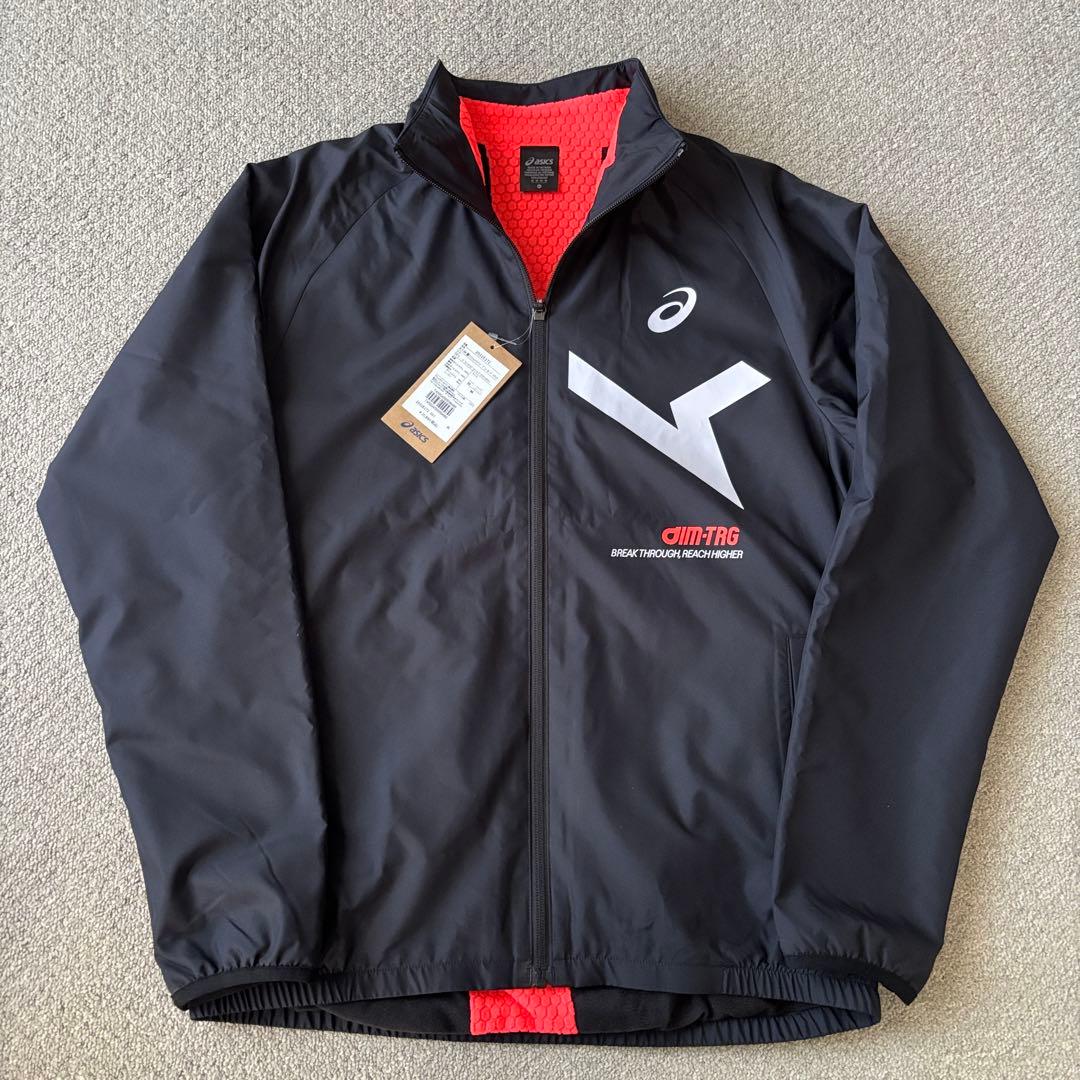 希少廃盤品！新品ASICS ウインドブレーカー 上下セット 黒 ジャージ