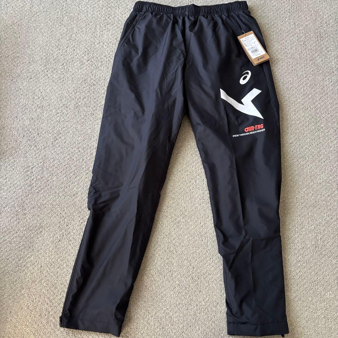 希少廃盤品！新品ASICS ウインドブレーカー 上下セット 黒 ジャージ