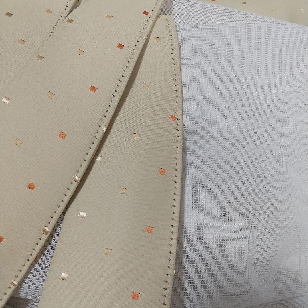 ベージュカーテン&レースカーテン 各4枚(計8枚)カーテンセット