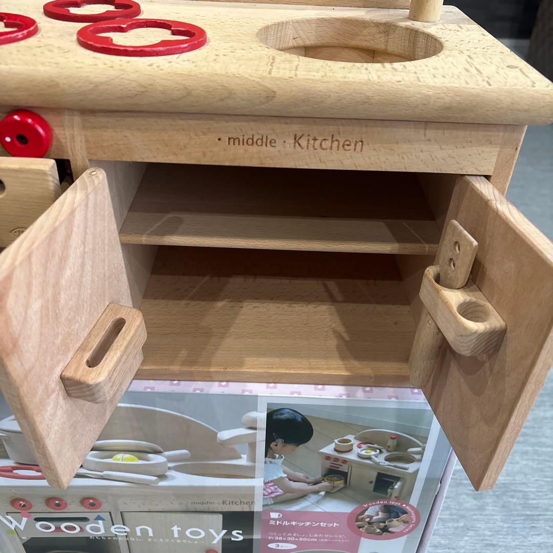 ☆ダイワ　ミドルキッチンセット☆ 木の冷蔵庫　木のおもちゃ　おままごとセット♡