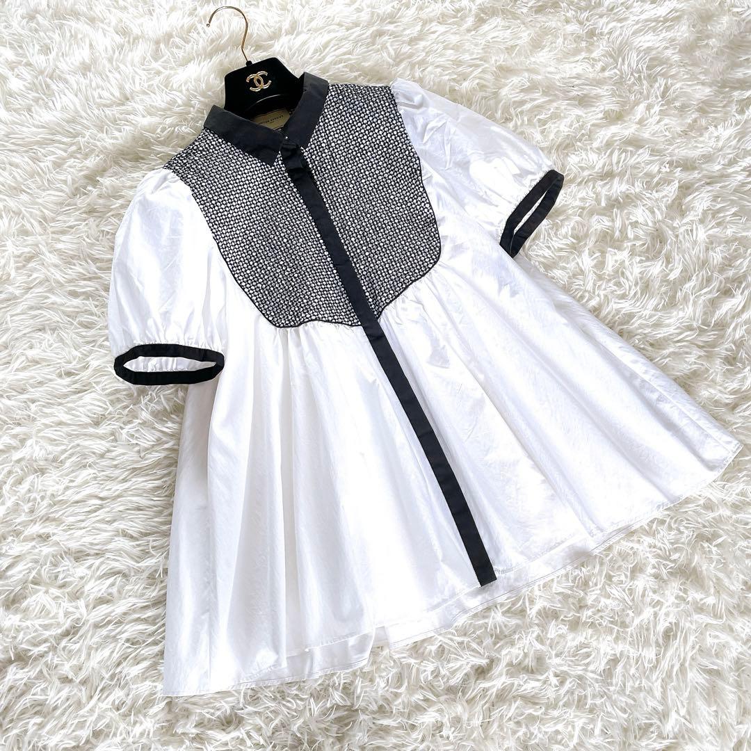 美品✨【ユナイテッドアローズ】エンブロイダリー コンビ ショートスリーブブラウス