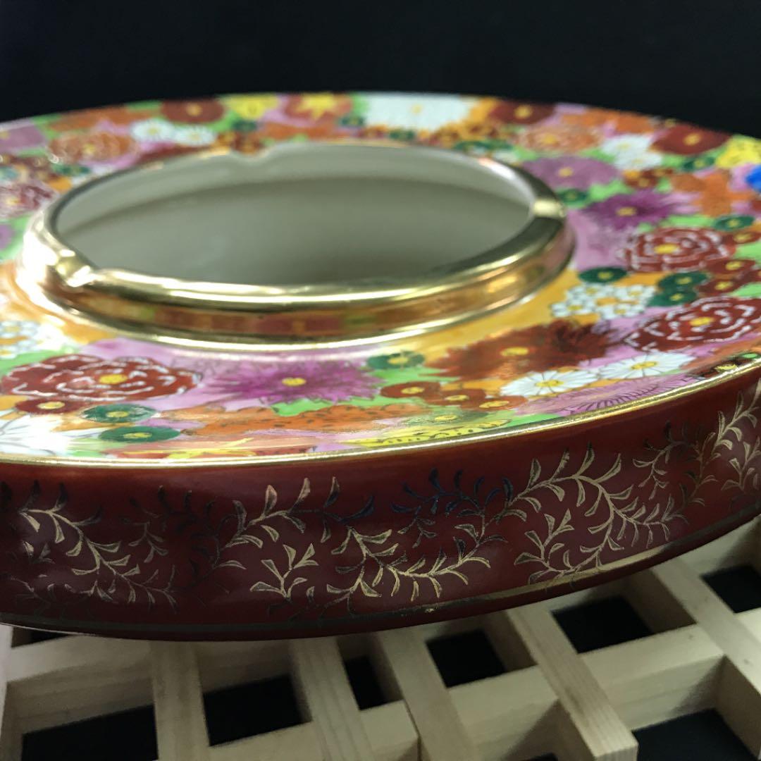 新品！九谷焼　花柄大きな灰皿　27センチ