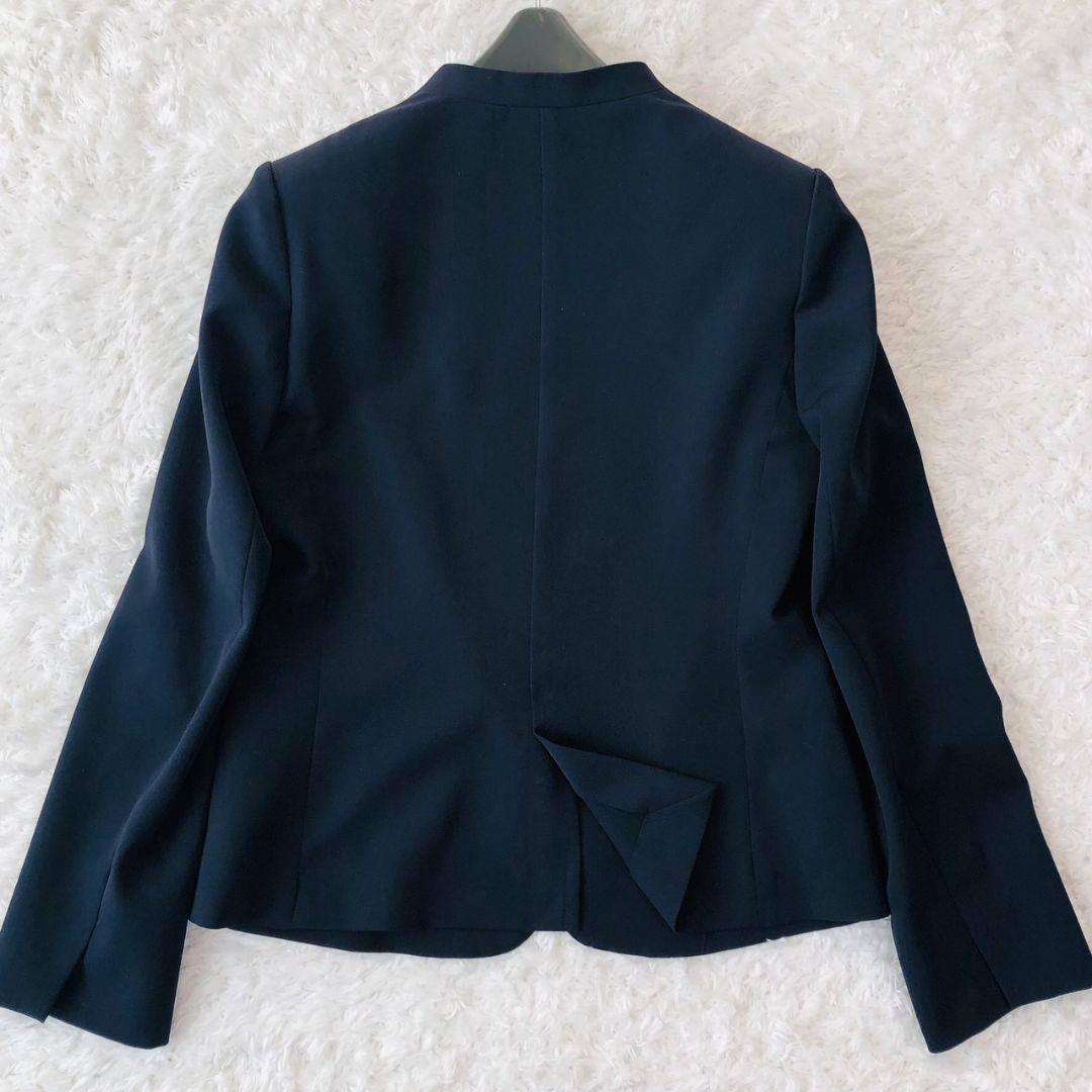 プラステ セットアップ ジャケット ノーカラー パンツ ベルト 紺 ゴム M L