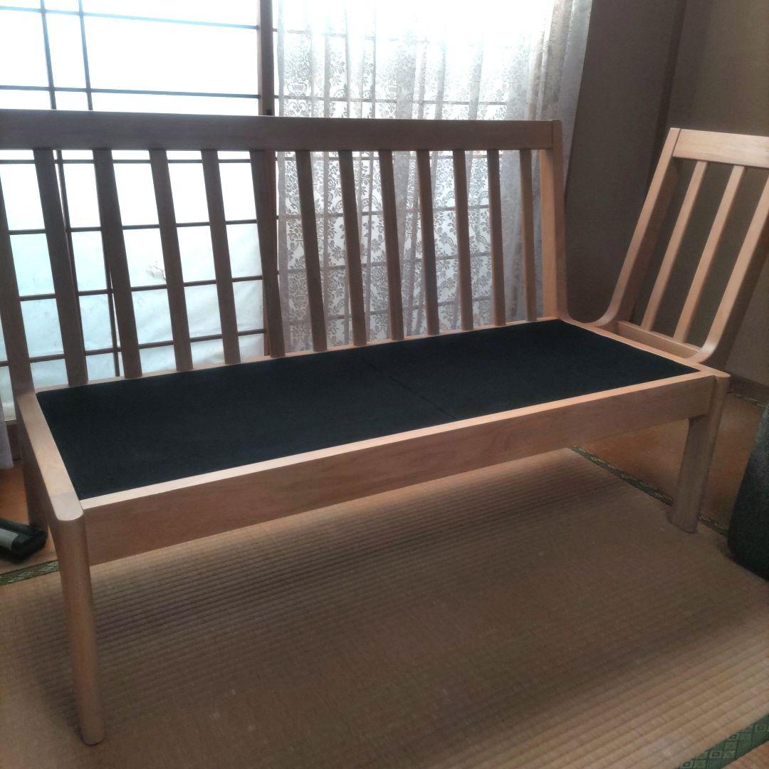 ナフコTWO−ONE STYLE カスミ143 LDカウチ L字型ソファ濃茶色➁