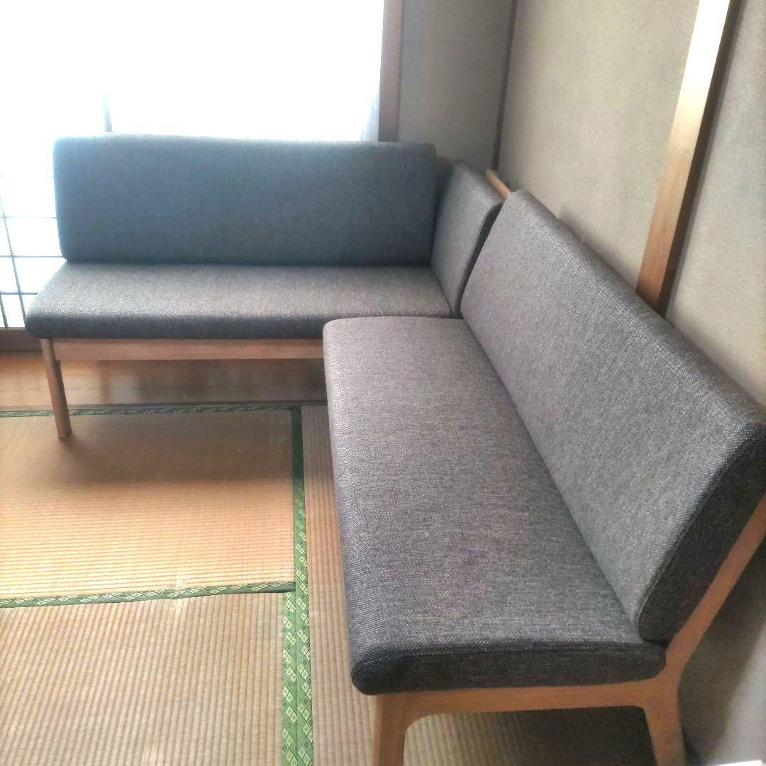 ナフコTWO−ONE STYLE カスミ143 LDカウチ L字型ソファ濃茶色➁