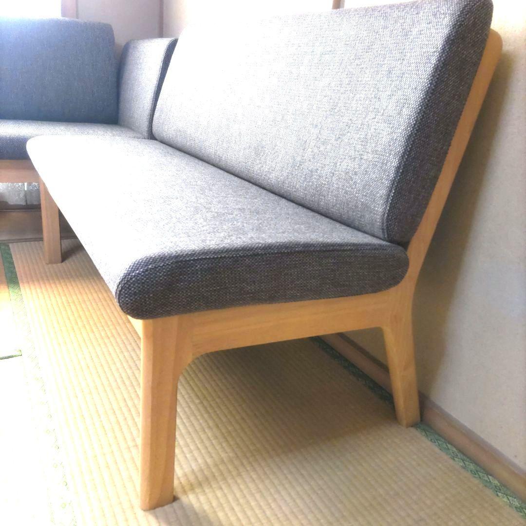 ナフコTWO−ONE STYLE カスミ143 LDカウチ L字型ソファ濃茶色➁