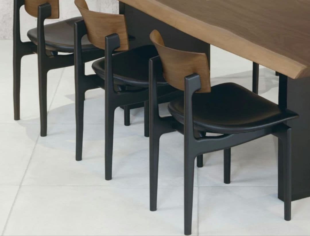 1脚分★柏木工 CHICシック サイドチェアダイニングチェア黒革椅子在庫2脚