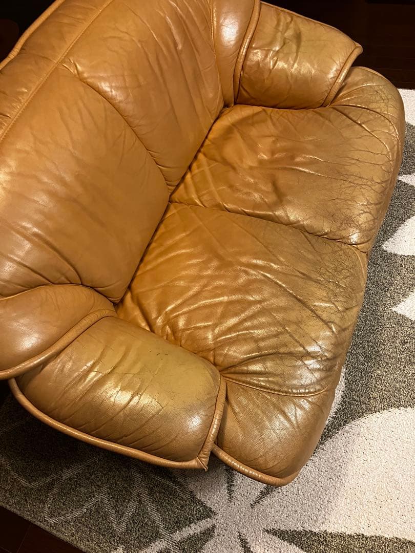 オールレザー ハイバック2人掛けソファ神奈川県港南区引取り可で1.2万円値引き