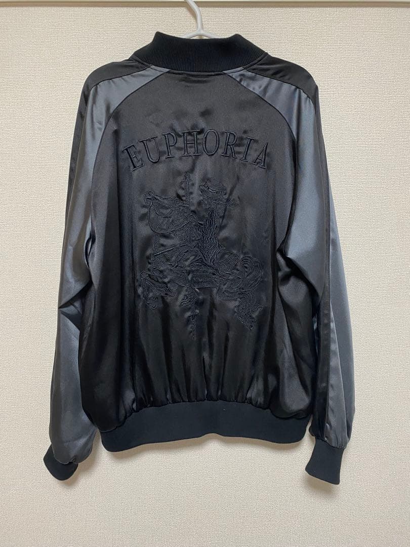 ADAM ET ROPÉ スカジャンEUPHORIA刺繍/ブラック×グレー/L