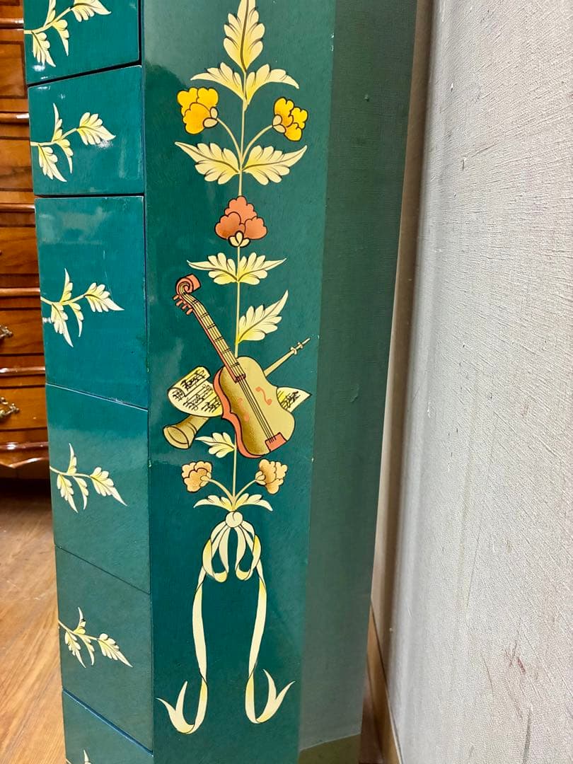 管454☆シノワズリ様式☆八角型☆8段チェスト☆ジュエリーチェスト