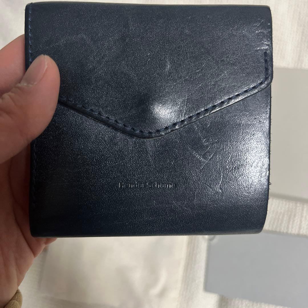値下げHenders Schemeブラックレザー二つ折り財布