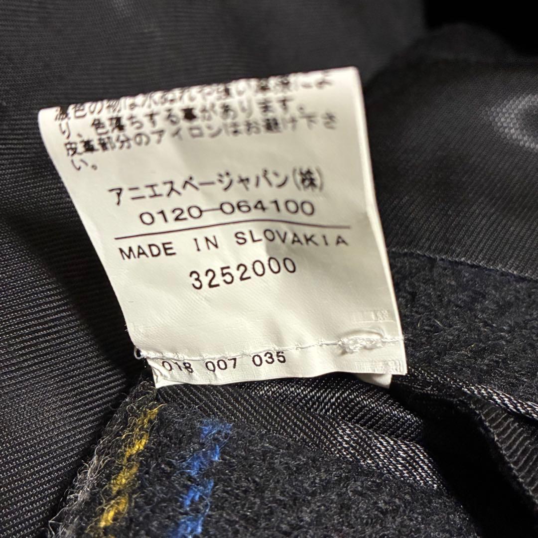 agnes b. HOMME 美品 羊革 レザー エルボーパッチ チェック