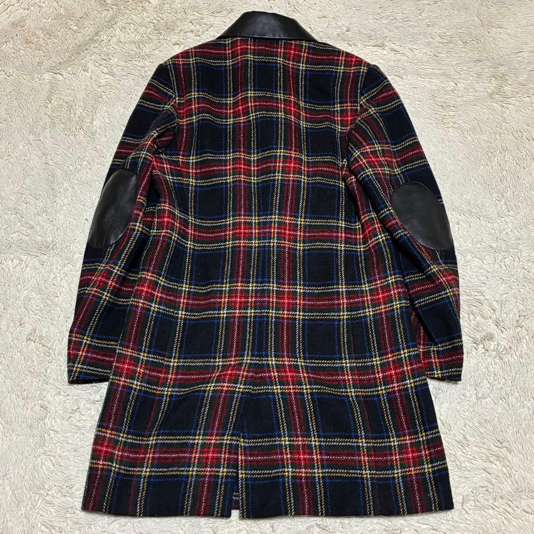 agnes b. HOMME 美品 羊革 レザー エルボーパッチ チェック