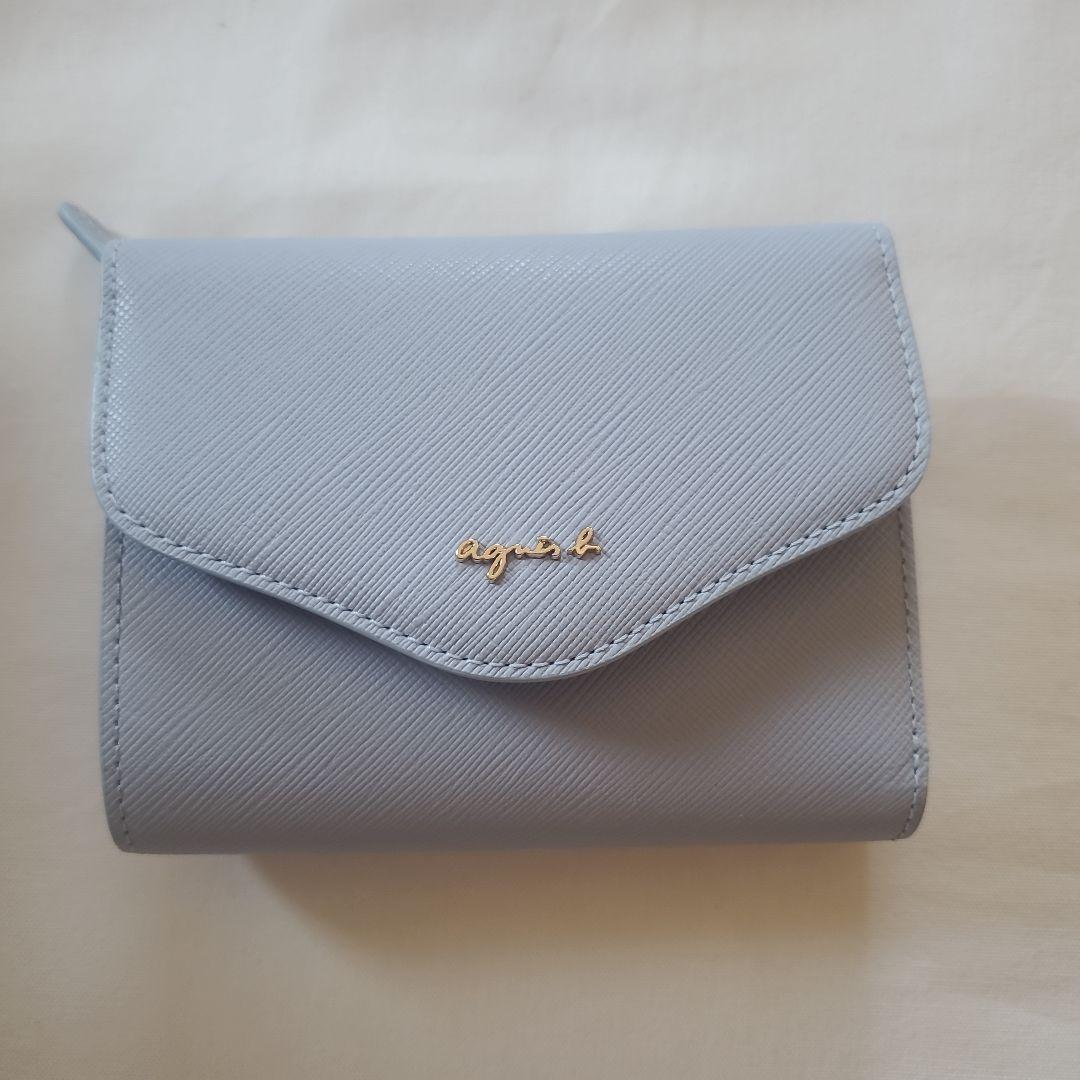 agnes b. ライトブルー 三つ折り財布　箱付き美品
