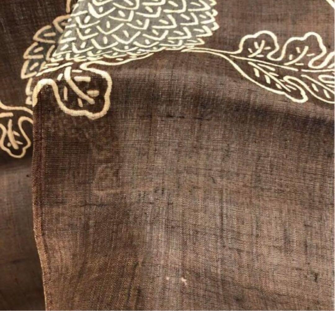 素敵　麻　型染　藍染　暖簾　菊　花　風　のれん