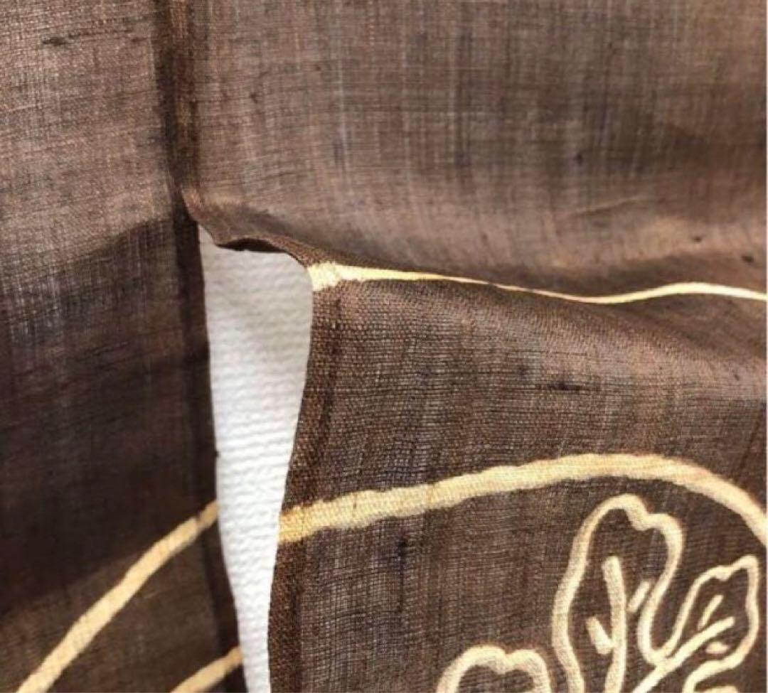 素敵　麻　型染　藍染　暖簾　菊　花　風　のれん