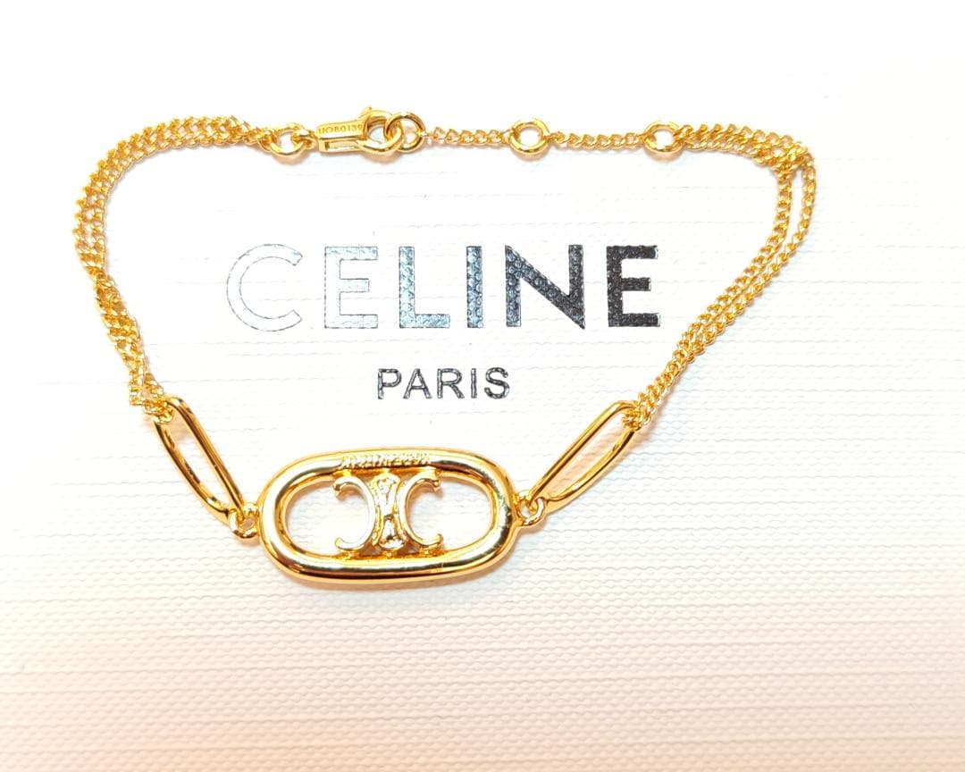 CELINE ゴールド ロゴブレスレット　美品