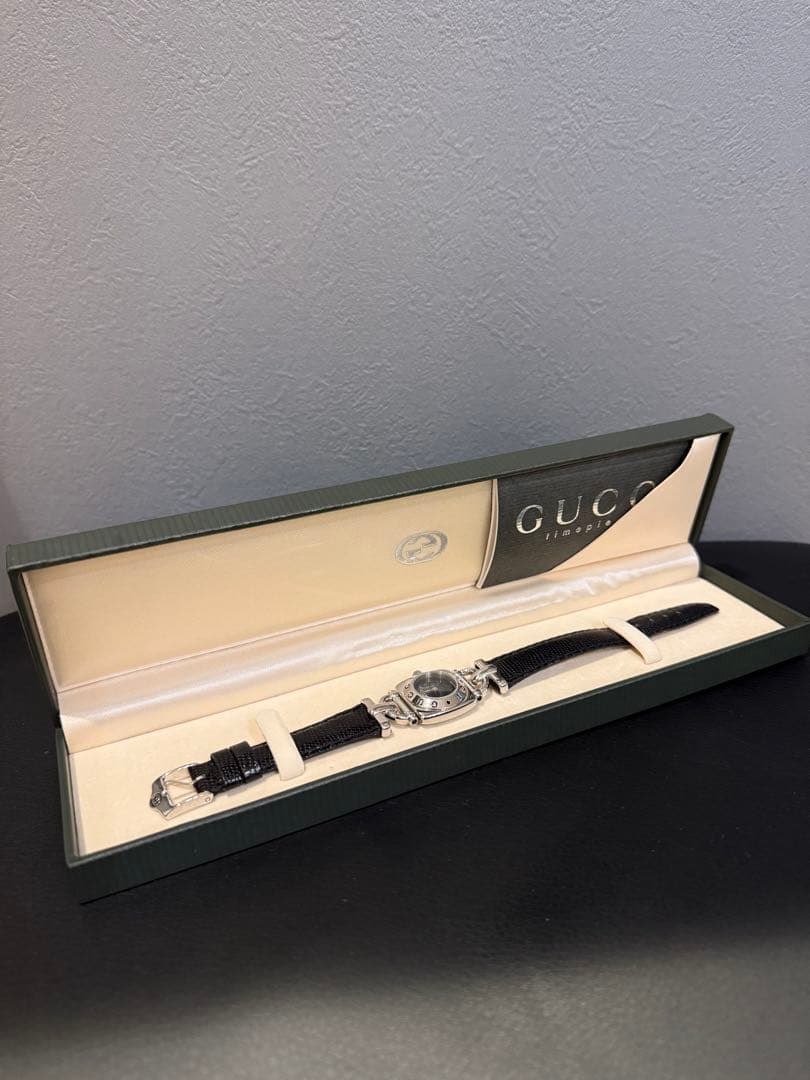 希少美品♡ GUCCI レザーベルト腕時計 ブラック　vintage ウォッチ