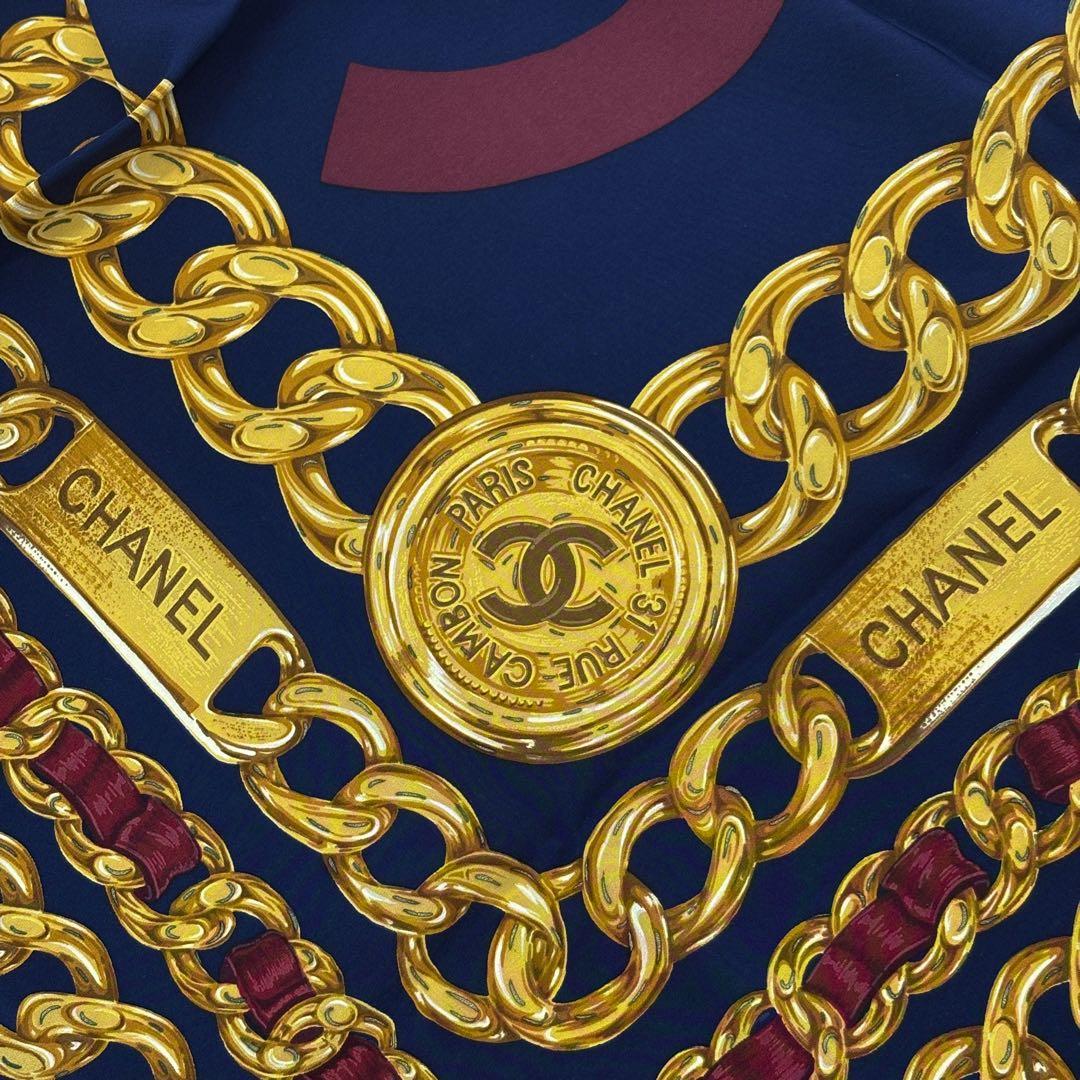 ♡美品♡ CHANEL シャネル スカーフ ココマーク 大判 チェーン柄