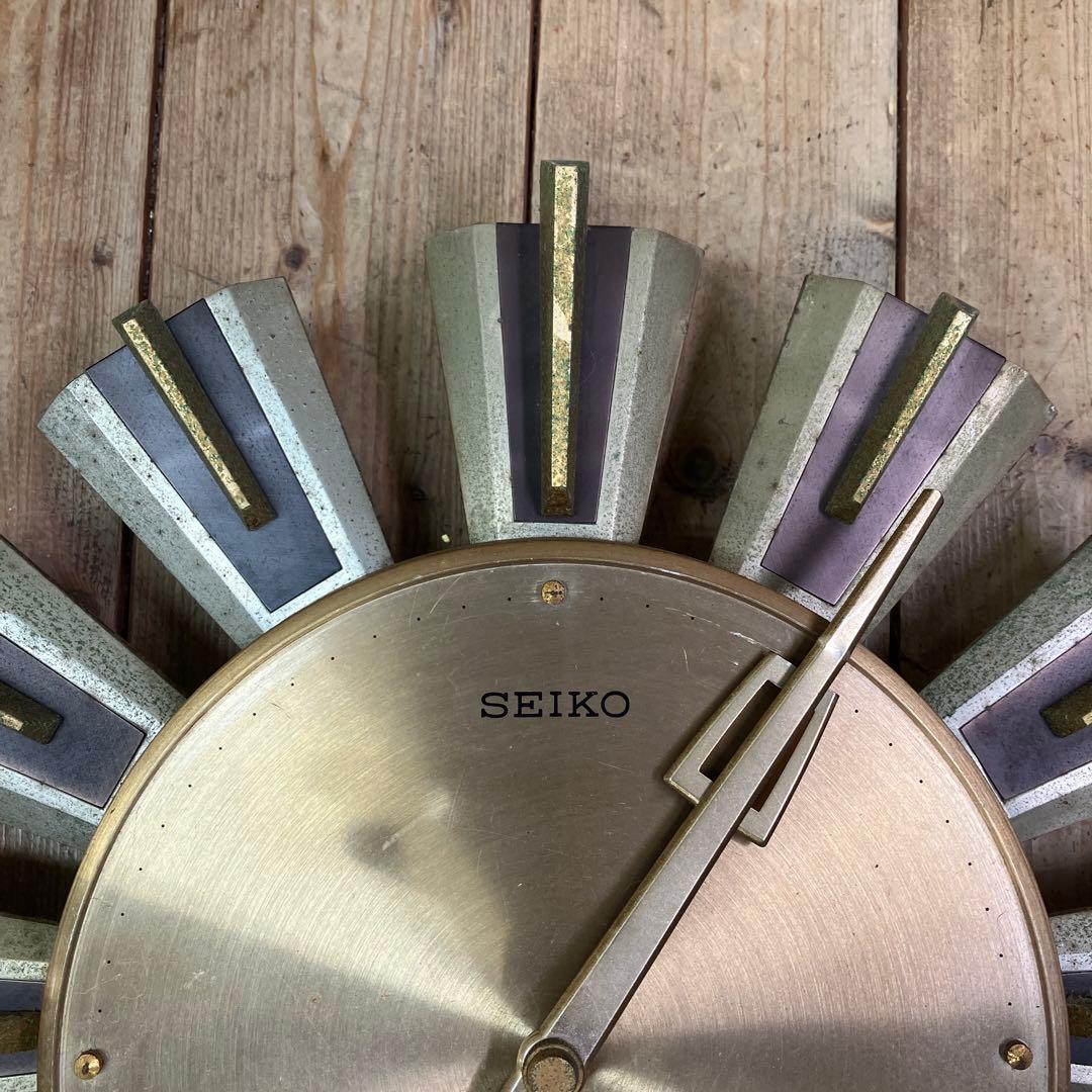 E-3 ジャンク品 ヴィンテージ セイコー サンバーストクロック 掛時計 時計