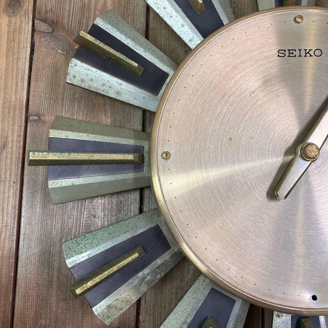 E-3 ジャンク品 ヴィンテージ セイコー サンバーストクロック 掛時計 時計