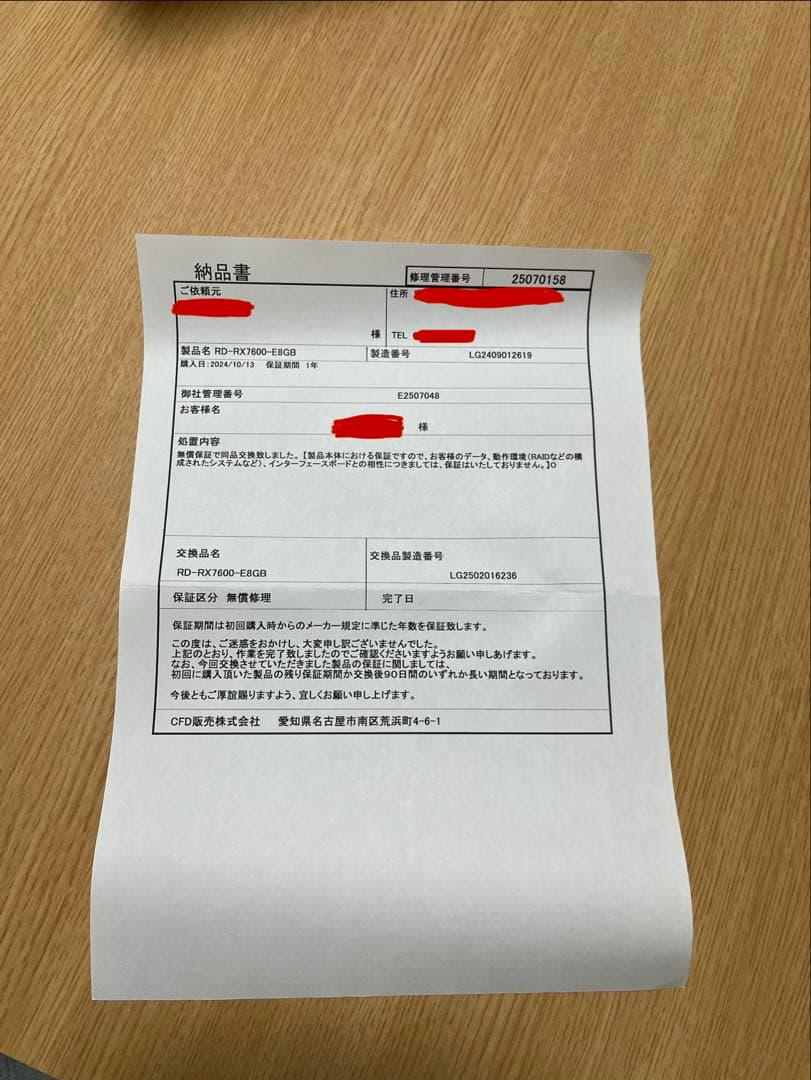 Radeon RX 7600（メーカー交換品・動作確認済）