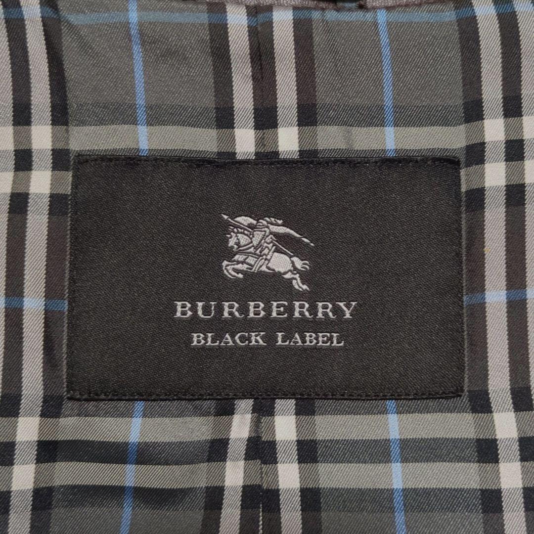 バーバリーブラックレーベル◆ラムレザー ノバチェック トレンチコート 濃茶 M