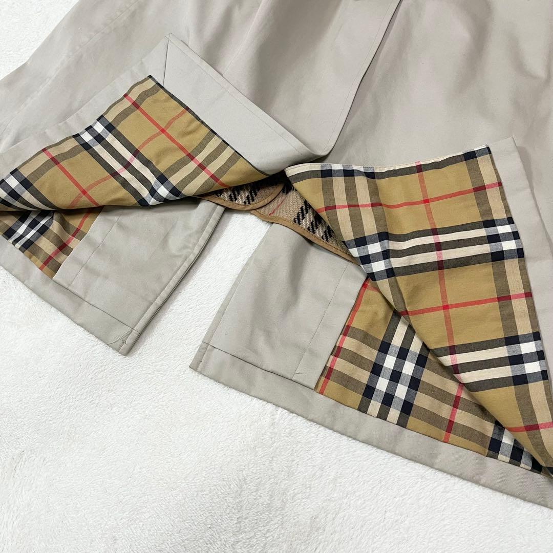 【美品】バーバリーズ　ステンカラー　ノバチェック　ライナー付　￼ベージュ　L