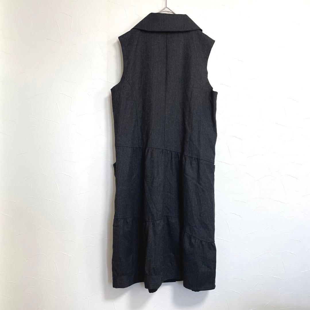 イム センソユニコ ピンクストライプ　ジャンパースカート　グレー　40