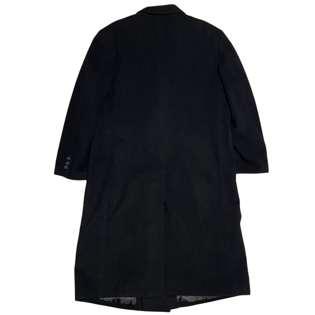 カシミヤ混×大きいサイズ【TORII】マキシ丈ダブルチェスターコート 黒 XL