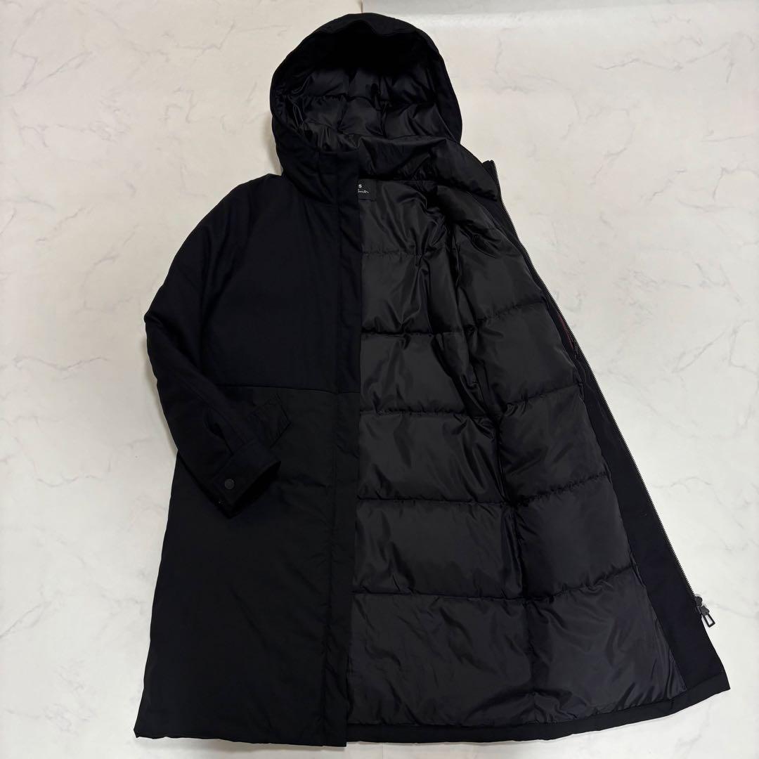 未使用級 ピーエスポールスミス ウール切替 ダウンコート ダウンジャケット 黒