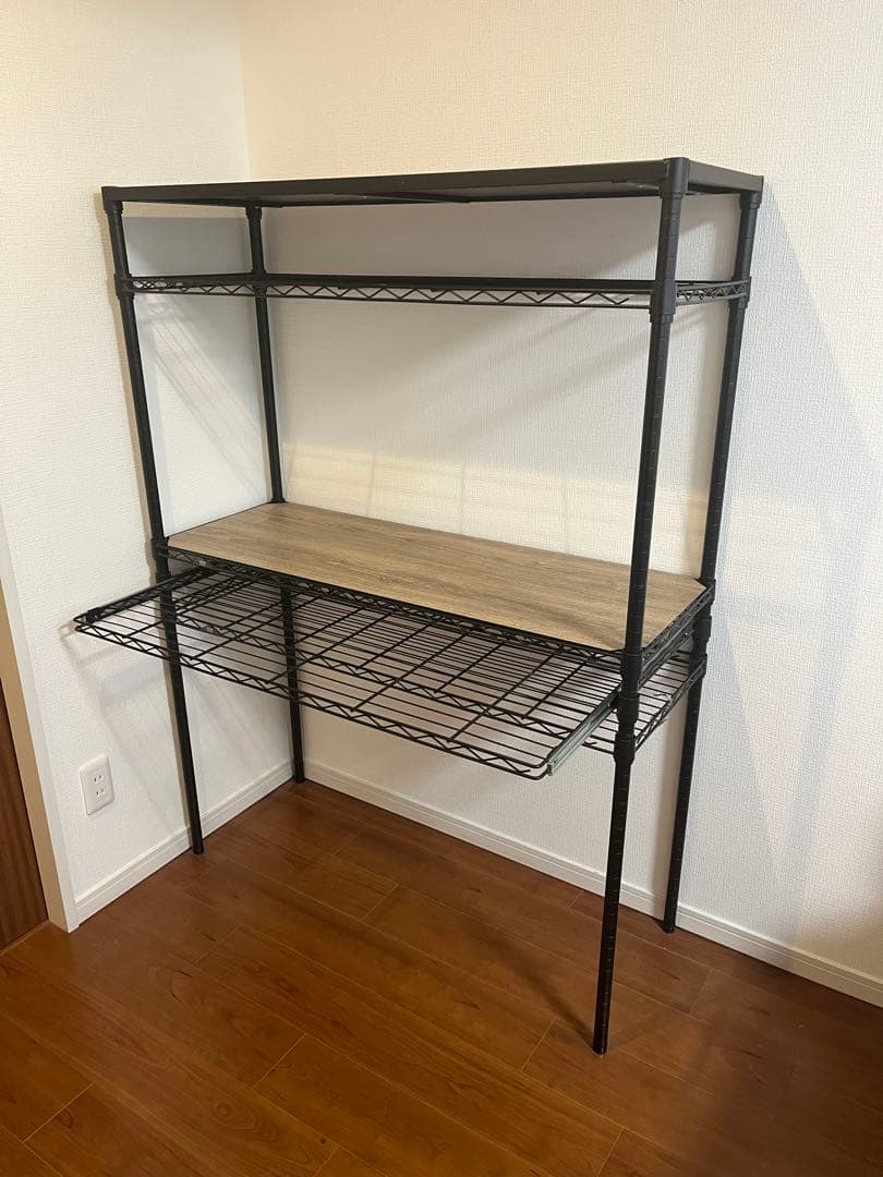 スチールラック 黒 Luminous NOIR スライド天板