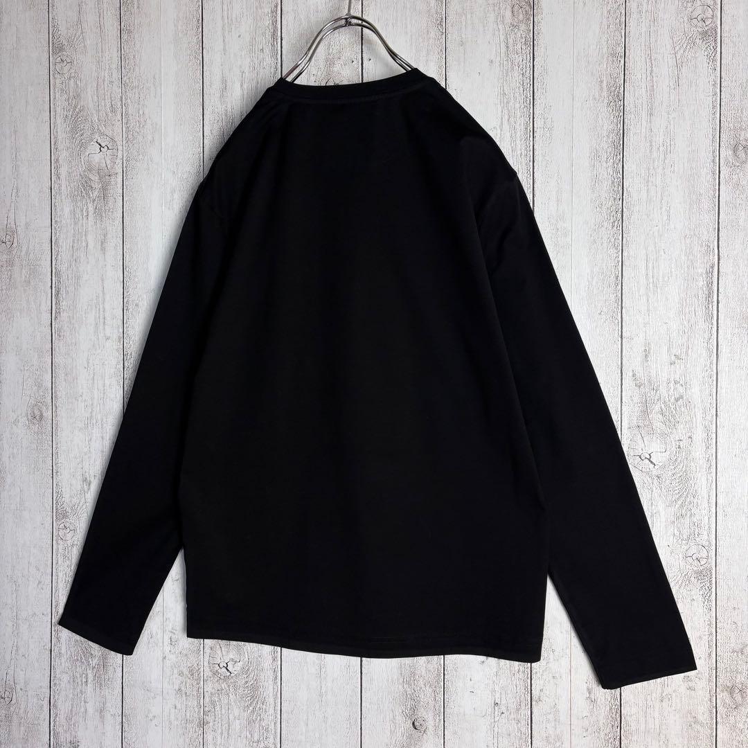 6231【希少デザイン】プラダ☆刺繍ロゴ入りナイロンポケットロングTシャツ 黒色