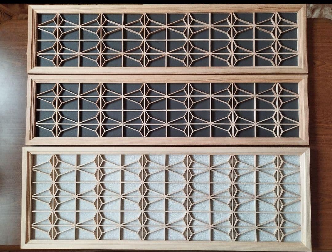 201❣️特価❣️組子クロス　アクリル板入り3枚一組木製額縁