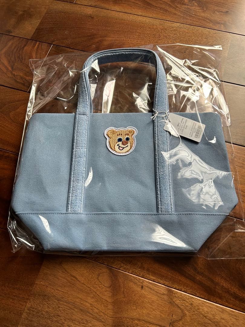 ラブラリーバイフェイラー　オールドテディ　ワッペントートバッグ　ライトブルー