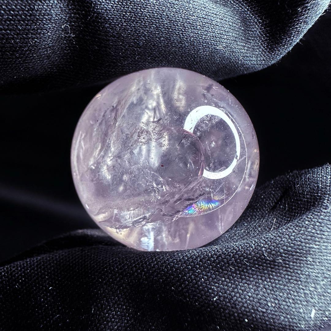 七星陣【恋愛成就♡】ピンク超美麗レインボー☆ローズクォーツスフィア丸玉A1186