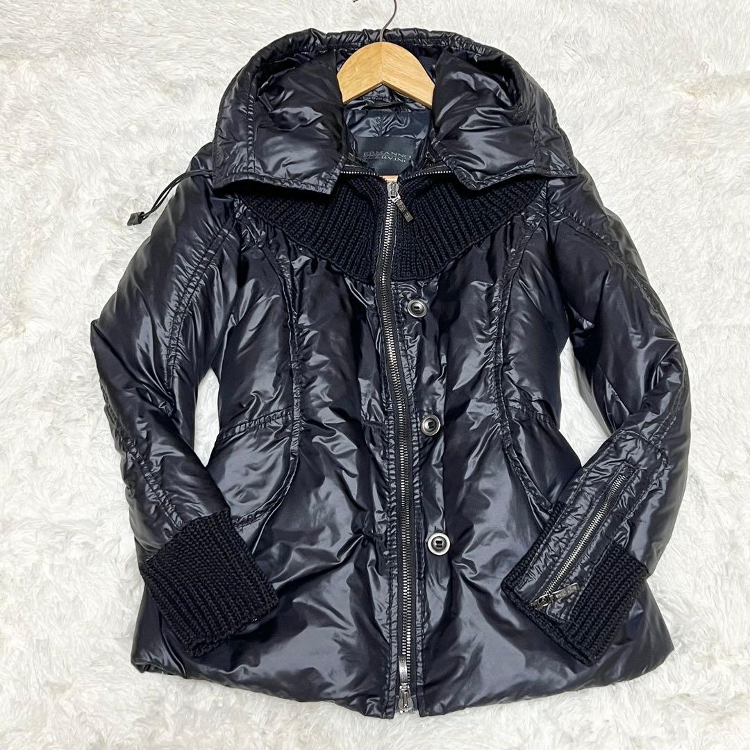 【美品】襟元　ニット　切替　ダウンジャケット ERMANNO SCERVINO