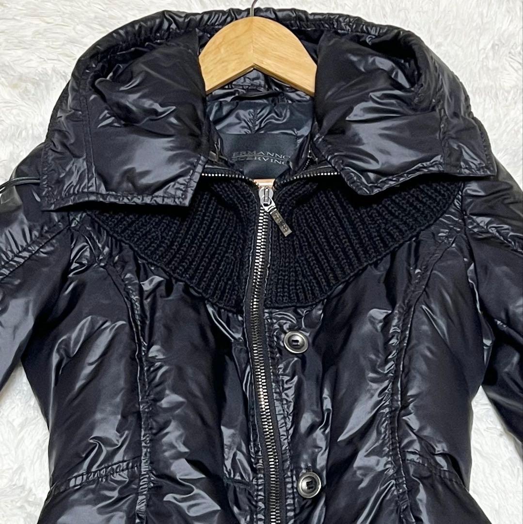 【美品】襟元　ニット　切替　ダウンジャケット ERMANNO SCERVINO