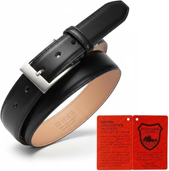 【新品・未使用】minca ビジネスベルト ブラック　最高級 栃木レザー