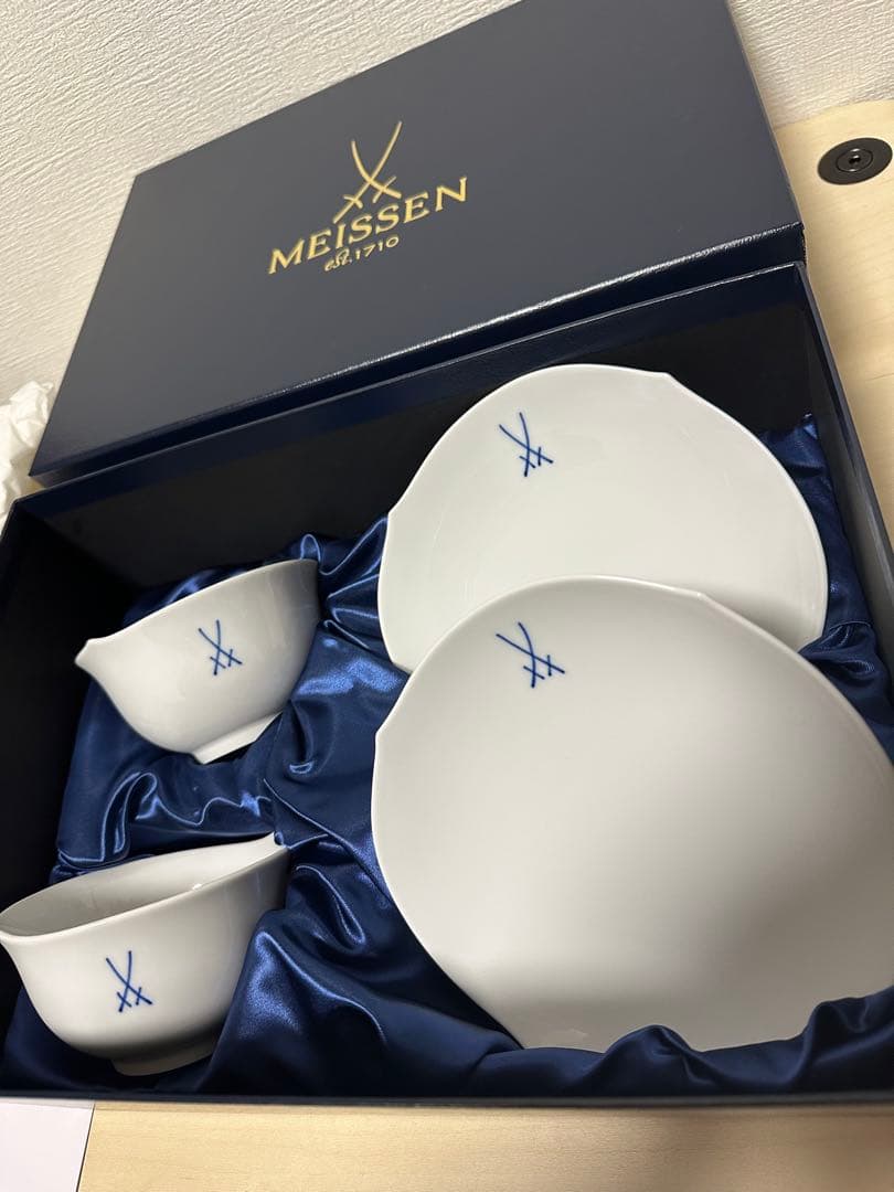 MEISSEN マイセン剣マーク ペアティーカップソーサー 波の戯れ 新品未使用