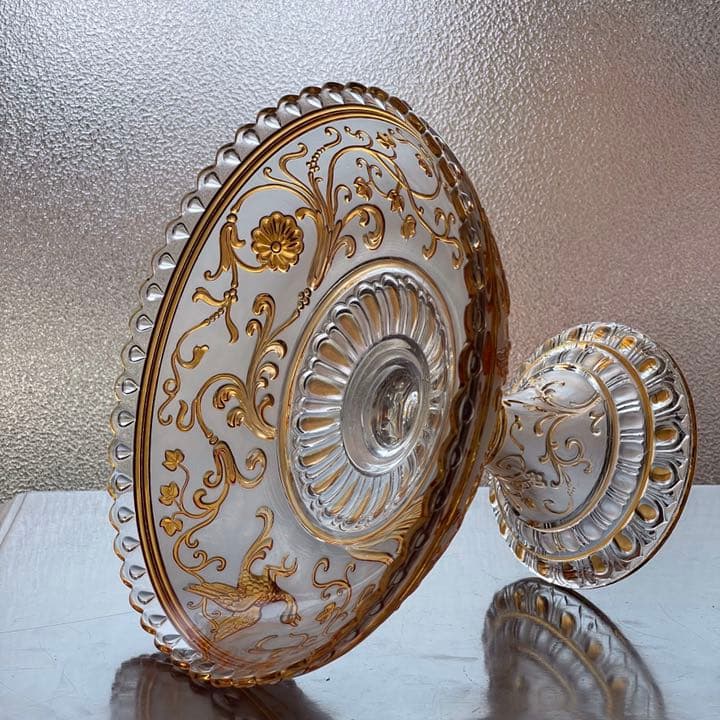 豪華オールドバカラBACCARATルネサンスクリスタルデザートボウル被せアンバー