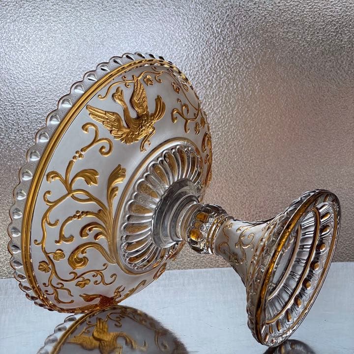 豪華オールドバカラBACCARATルネサンスクリスタルデザートボウル被せアンバー