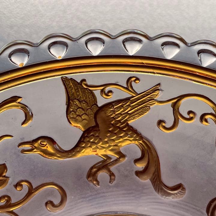 豪華オールドバカラBACCARATルネサンスクリスタルデザートボウル被せアンバー