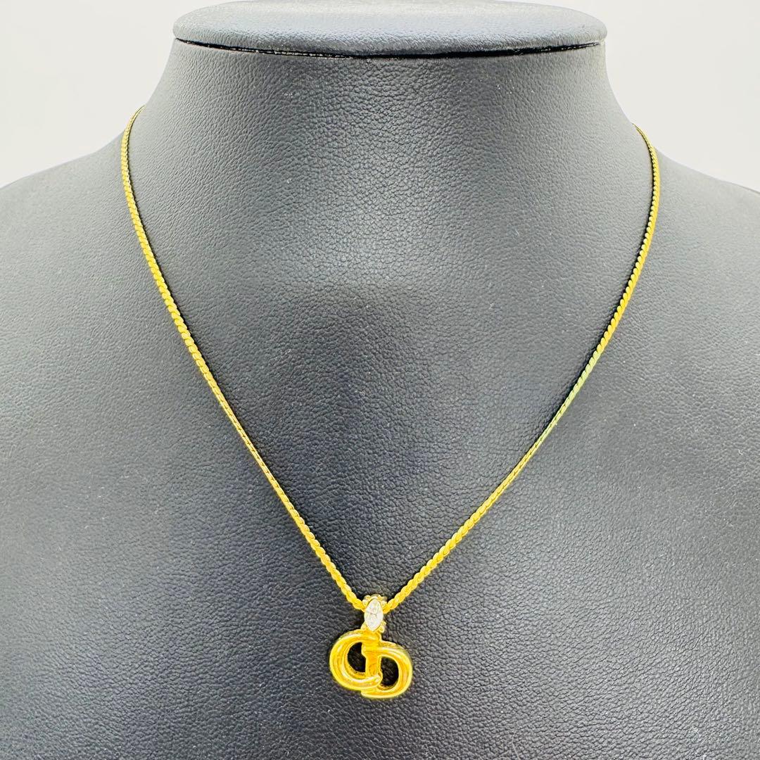 ✨Dior✨ディオール✨ゴールド✨CD✨ロゴ✨ラインストーン✨ネックレス✨