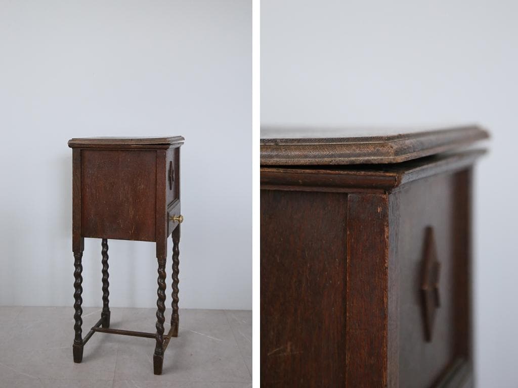 英国アンティーク木製ソーイングテーブル/裁縫箱/机/キャビネット(88-128)